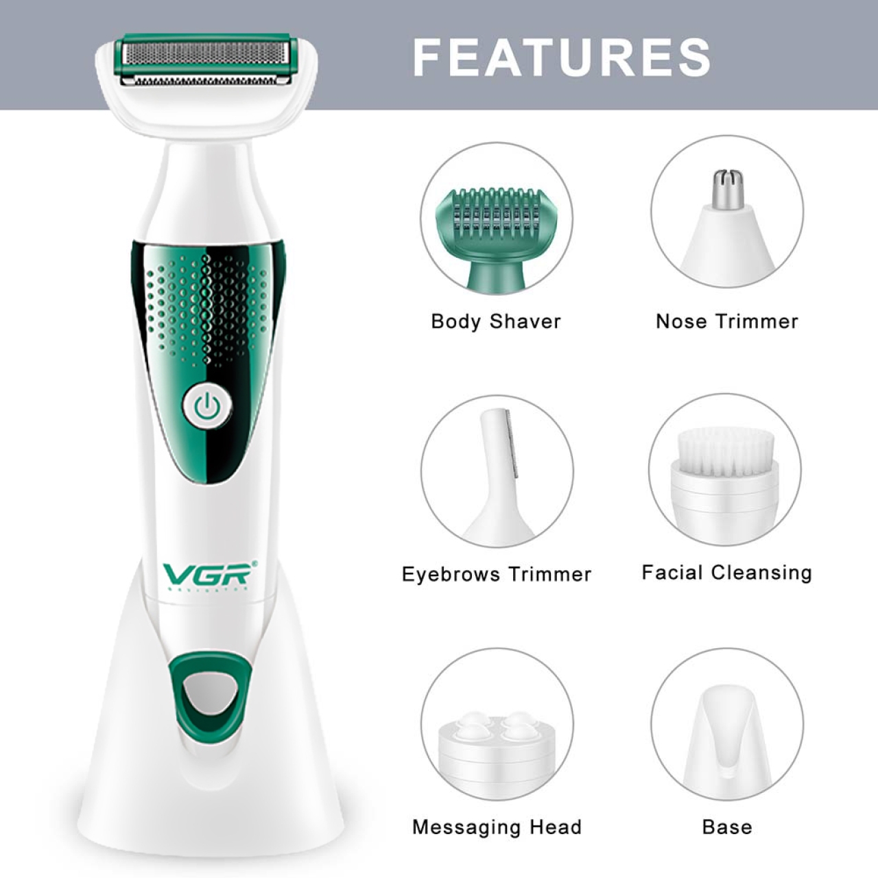 اپیلاتور وی جی آر مدل V-720 ست اصلاح موی بدن بانوان