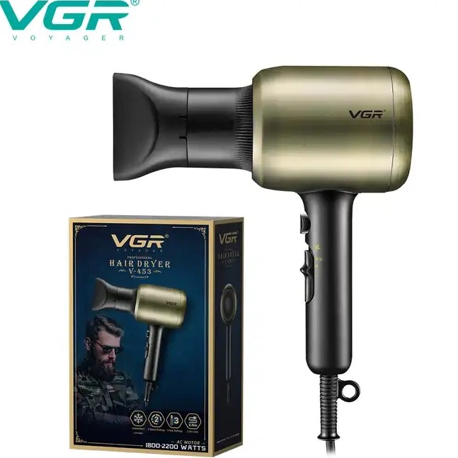 سشوار حرفهای وی جی آر مدل V-453 با باد سرد و متمرکزکننده